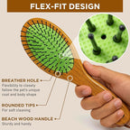 TAKAVU Pin & Bristle Pet Brush for Dogs & Cats - Double Sided Grooming Tool Detangles, Removes Loose Hair & Conditions Coat - Wood Handle