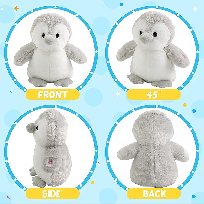 Houwsbaby 12'' LED Light Up Penguin Stuffed Animal Plush Toy for Kids Night Light Glowing and Huggable Soft Plush Toy Present for Kids Baby Boys Girls Birthday Festival Christmas