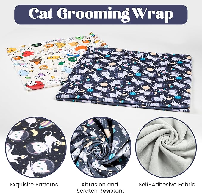 35.4'' Cat Wrap for Cutting Nails, Cat Restraint for Nail Clipping, Cat Swaddle Wrap for Adult Cats, Cat Burrito Wrap Can Be Applied to Cat Nail Trimming, XX-Large, Within 22lbs