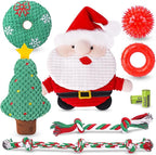 KIPRITII 9 Pack Xmas Puppy Dog Toys Set with Dog Squeaky Toys, Chew Toys & Puppy Teething Toys for Small Dogs and Puppies