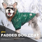 PINA Dog Winter Coat with Faux Fur Hood, Windproof and Warm, Suitable for Small to Large Dogs, Green, S