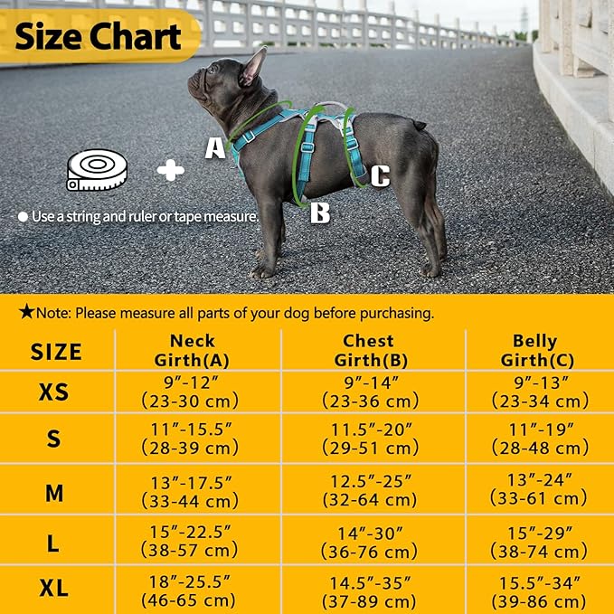 Huntboo No Escape Dog Harness, Escape Proof Harness, Fully Reflective Harness with Padded Handle, Breathable, Durable, Adjustable Vest for Medium Dogs Walking, Training, and Running Gear (Teal,M)