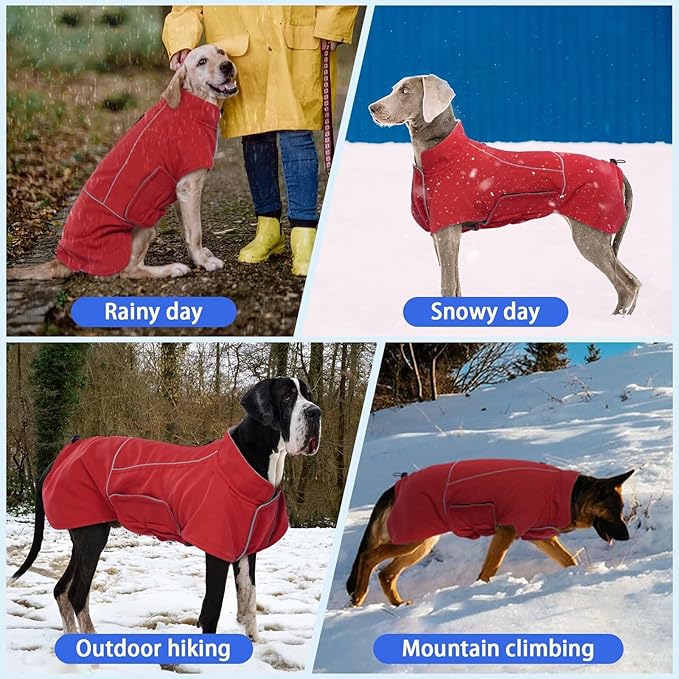 MIGOHI Dog Coat,Dog Jacket Waterproof,Winter Coat Windproof,XXL Fleece Jacket for Dogs Boy Girl,Cold Weather Coats for Dogs Hiking Camping,Golden Retriever,Labrador,Weimaraner,2XL,Red
