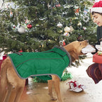 Fragralley Dog Coat Large, Waterproof Dog Jacket with Warm Fleece Lining, Adjustable Reflective Dogs Winter Coat, Turtleneck Pet Coats for Cold Weather (Green L)