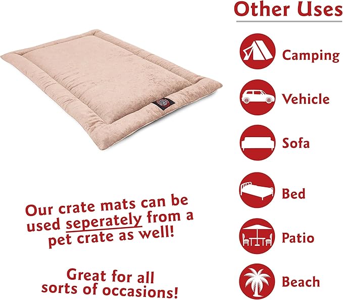 Majestic Pet Orthopedic Memory Foam Dog Crate Mat - Plush Pet Bed Pad for Crates & Kennels | USA Crafted | 36"x23" Villa Pearl