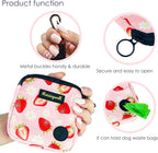 Dog Treat Pouch for Pet Walking and Training with Clicker Poop Bags Small Fanny Zipper Pack Holder for Puppy Snack Dispenser Kit for Leash and Outdoor Use (Strawberry)