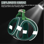 GAMUDA Small Pet Harness Collar and Leash Set, Step in No Chock No Pull Linen Fabric Soft Mesh Dog Vest Harnesses Reflective for Dogs Puppy Cats Kitten Rabbit (Green, XL)