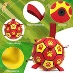 QDAN Dog Toy Balls, Dog Soccer Ball with Straps, Outdoor Dog Toys, World Cup Pet Training Soccer for Medium to Large (8 Inch)