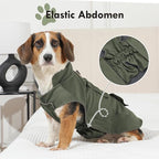 Workwear Style Dog Coats with Harness Built in for Small Dogs Windproof Warm Puppy Jacket with Storage Pockets for Cold Winter,Green XL