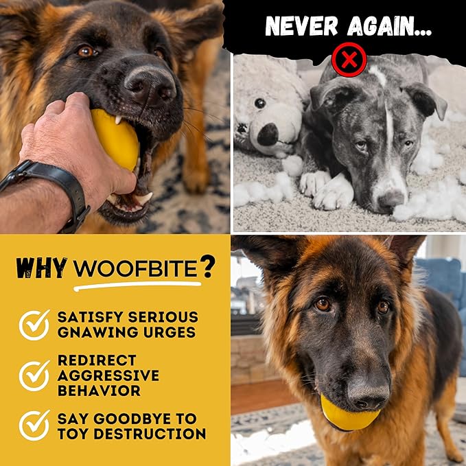 Indestructible Dog Ball - Lifetime Replacement - Durable Dog Toy for Aggressive Chewers - Safe, Non-Toxic Natural Rubber - Chew & Fetch - Tough, Heavy Duty - 3” (Tennis Ball Size)