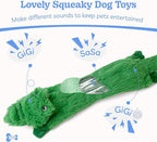 SHARLOVY Dog Squeaky Toys No Stuffing 2 Pack, Plush Crinkle Dog Toys for Large Breed, Durable Doggie Chew Cute Animals Puppy Toy for Teething