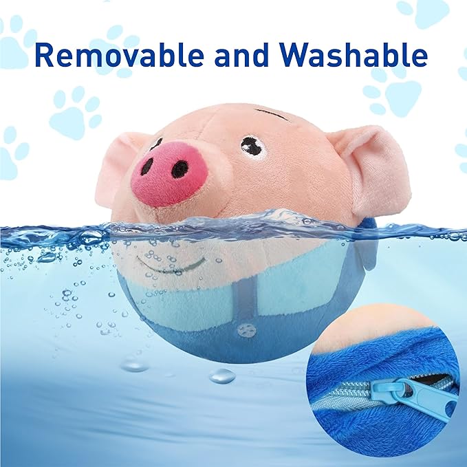 Active Moving Pet Plush Toy, Interactive Dog Toys, Squeaky Moving Dog Ball Toy, Dog Toys to Keep Them Busy, Washable Cartoon Pig Plush Sound Electronic Dog Toy, Small Plush Sound Toys for Dogs