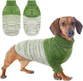 Queenmore Knitted Pullover Dog Sweater,Turtleneck Pet Cat Sweater, Cold Weather Puppy Clothes Stitching Knitwear with Leash Hole for Small Medium Dogs(Green,M)