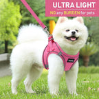 GAMUDA Small Pet Harness Collar and Leash Set, Step in No Chock No Pull Linen Fabric Soft Mesh Dog Vest Harnesses Reflective for Dogs Puppy Cats Kitten Rabbit (Pink, S)