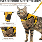 PUPTECK Cat Harness and Leash Set Escape Proof, Reflective Adjustable Soft Mesh Kitten Vest Harness for Walking Travel, Yellow, M