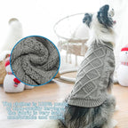 Mihachi Turtleneck Dog Sweater - Winter Coat Apparel Classic Cable Knit Clothes with Leash Hole for Cold Weather, Ideal Gift for Pet in New Year