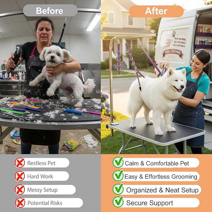 Dog Grooming Loops Supplies Pet Dog Grooming Belly Straps Belly Band Black Solf Comfrotable & Adjustable Grooming Tools for Grooming Tables Arms Ideal for Groomers (Black)