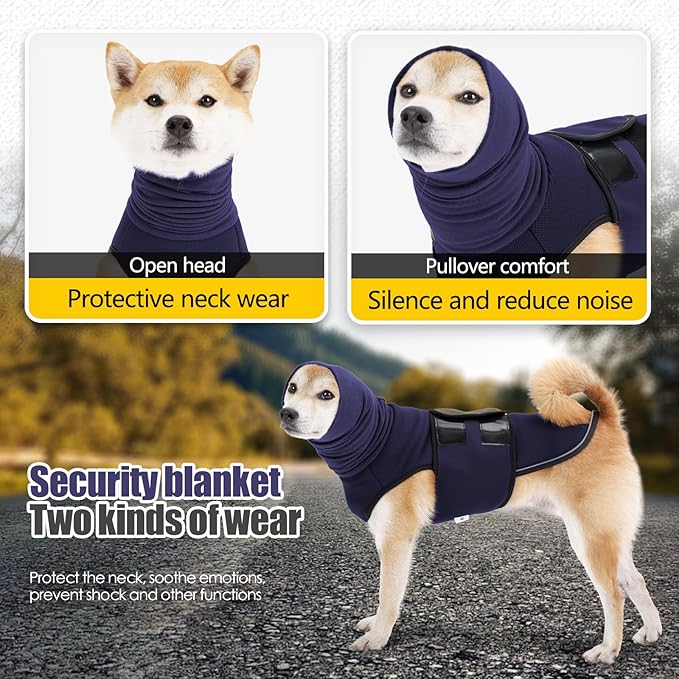 Dog Anxiety Vest,Pet Calming Hoodie Breathable Dog Anti-Anxiety Jacket for Thunder Fireworks and Separation,Blue XXL