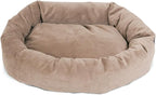 Majestic Pet 24 Inch Suede Calming Dog Bed Washable 24x19x7 (Inch) – Cozy Soft Round Donut Dog Bed with Spine Support for Dogs to Rest Their Head - Pet Bed Small – Stone