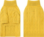 Small Dog Thermal Pullover Sweater, Classic Turtleneck Cable Knitwear Dog Clothes for Cold Weather Warm Pet Clothes for Chihuahua, Bulldog, Dachshund, Pug Yellow X-Large
