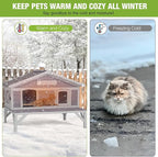 GUTINNEEN Large Outdoor Cat House Insulated Cat House Indestructible Weatherproof Feral Cat Shelter with Openable Hinged Roof, Escape Doors for 1-4 Feral Barn Cats in Winter (43.5"x31.1"x31.2")