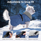 Dog Coat, Waterproof Dog Winter Jacket with Adjustable Buckle, Reflective Turtleneck Pet Snow Vest Warm Fleece Sweater for Small Medium Large Dogs - Blue, L