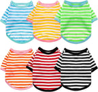 Geyoga 6 Pieces Dog Striped T-Shirt Cotton Breathable Pet Apparel Colorful Puppy Sweatshirt Clothes for Small to Medium Dogs Puppy(S)