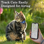 OOPSDOGGY Cat Collar for AirTag Holder, Leather Kitten Collars with Elastic Strap & Bell, Non Breakaway Adjustable Small Pet Collars for Indoor & Outdoor for Boy, Girl (Black)