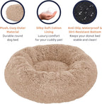Donut Dog Bed - Premium Comfort for Anxiety Relief - Fluffy & Calming Design with Ultra-Plush Support | Cozy Round Dog Bed with Super Soft Circle Style (Size L Camel)