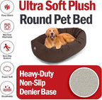 Majestic Pet 40 Inch Suede Calming Dog Bed Washable 40x29x9 (Inch) – Cozy Soft Round Donut Dog Bed w/Spine Support for Dogs to Rest Head - Pet Bed Large – Chocolate (2025)