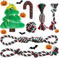 Aitmexcn Christmas Dog Rope Toys Set, 7 Pack Cotton Dog Toys for Large Dogs and Medium Small, Cute Interactive Squeaky Toy, Chewing Puppy Gaming Toy for Teeth Cleaning