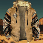 Men's Zip Up Jackets Western Style Ethnic Hoodie Hooded Vintage Long Sleeve Warm Coat Winter Outfits