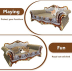 Luxury Cardboard Cat Scratcher Sofa Couch Bed, Couch Shaped Scratching Board, Scratch Lounge with Catnip, Cat Scratcher for Indoor Cats Grey