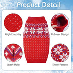Kuoser Dog Sweater, Holiday Christmas Snowflake Pet Warm Knitwear Dog Sweaters Soft Puppy Clothing, Doggie Turtleneck Cold Weather Outfit Pullover for Small Medium Large Dogs Cats, Red XS