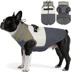 Dog Coats for Small Dogs, Waterproof Warm Dog Winter Jacket with Harness Built in, Reflective Puppy Cold Weather Coats Zip-up Pet Vest with Fleece Lined Dogs Snowsuit, Grey Small