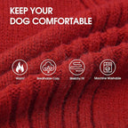 IECOii Dachshund Sweater,Turtleneck Dog Sweater for Small Medium Dogs Girl Boy,Stretchy & Breathable,Warm Knitted Pullover Coat,High Neck Knitwear for Cold Weather Indoor & Outdoor Wear (Red,M)