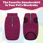 ROZKITCH M Dog Sweater, Knit Jacket with Fleece Lining, Pet Coats for Small Dogs with Zipper Opening for Harness, Fleece Jumpsuit with Adjustable Neck Reflective Pet Jacket Rosered M