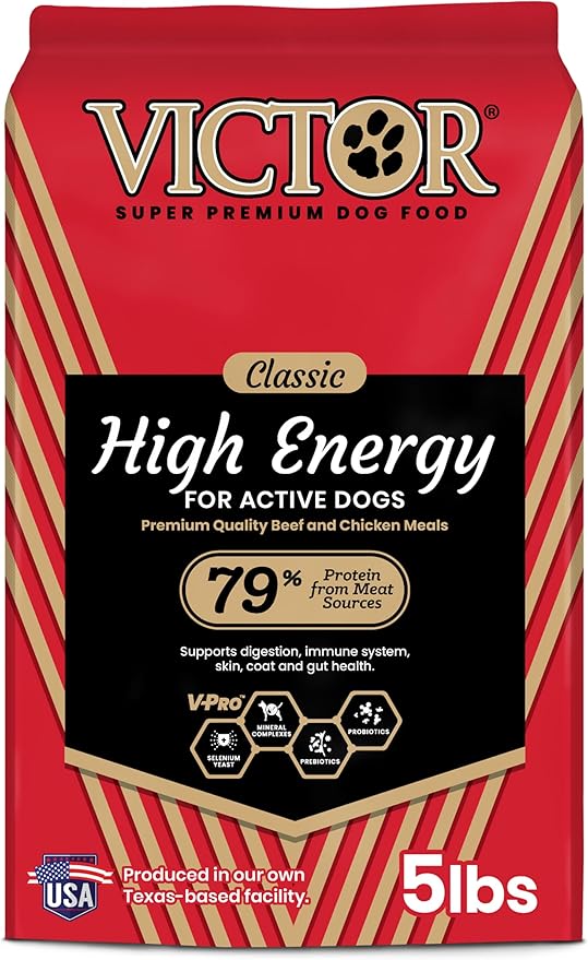 VICTOR Super Premium Dog Food – High Energy Dry Dog Food for Active Dogs – Gluten Free Canine Kibble with Beef and Chicken Meal Proteins for Sporting Dogs – All Breeds and All Life Stages, 5 lb