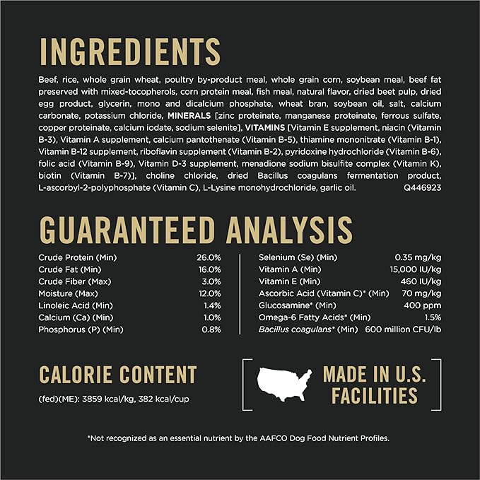 Purina Pro Plan Complete Essentials Shredded Blend Beef and Rice Dog Food Dry Formula with Probiotics for Dogs - 47 lb. Bag
