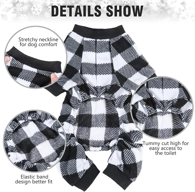 SCENEREAL Dog Pajamas for Small Medium Large Dogs Soft Pet Sweater Clothes Warm Puppy Onesie Outfits for Doggie Winter Christmas - Dog Jammies Pjs