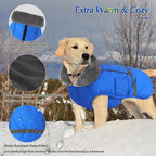 Dogcheer Warm Dog Coat, Waterproof Dog Jacket Christmas Puppy Winter Coat with Buckle, Reflective Adjustable Pet Snow Jacket Turtleneck Fleece Sweater for Small Medium Large Dogs - Blue, L