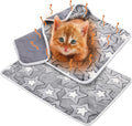 2 Pcs Large Self Warming Cat Pad Self Heating Cat Mat Bed Dog Crate Pet Blankets Thermal Heated Bed Mat for Outdoor Indoor Newborn Kittens Puppies Dog(Double Star,24 x 18)