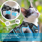 Cat Harness and Leash for Walking Escape Proof Soft Adjustable Cat Leash Breathable Honeycomb Structure Comfortable Vest Easy to Wear Kitten Harness for Outdoor Travel, Honeycomb Blue, XXS