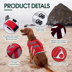 Kuoser Dog Life Jacket with Reflective Stripes - Adjustable High Visibility Vest, Ripstop Lifesaver, Pet Preserver with High Flotation Swimsuit for Small, Medium and Large Dogs