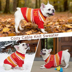 Dog Sweater for Small Medium Dogs & Cats, Classic Turtleneck Knitted Striped Pet Sweater, Warm Winter Soft Christmas Outfit for Boy & Girl Dogs, Medium