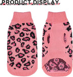 Mihachi Winter Warm Cat Sweater Turtleneck Puppy Pets Sweater Knit Vest Fashion Leopard for Cats Puppy Small Animals Pink Small
