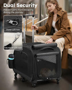 Pecute Cat Carrier with Wheels, Large Space Dog Carrier up to 40lbs,Pet Stroller for Short Legged Dogs,Dog Crate for Medium Small Dogs,Suitable for Dachshund, French Bulldog, Basset Hound, Corgi
