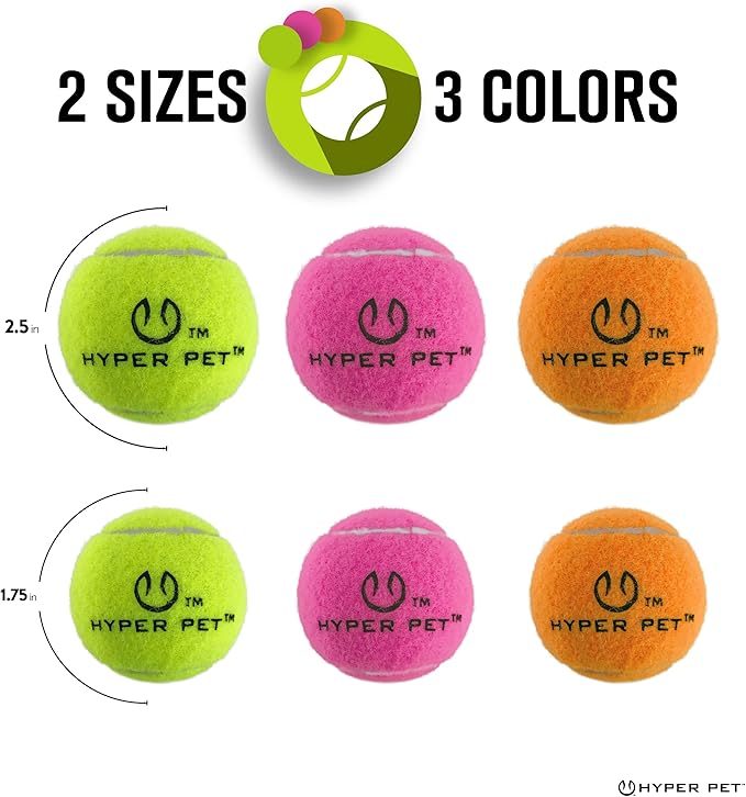 Hyper Pet Tennis Balls for Dogs (Safe Dog Ball, Tennis Balls for Exercise & Training) Interactive Toys work with Hyper Pet K9 Kannon K2 Dog Ball Launcher - 4 Pack 2.5" Green