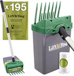 Neater Pet Brands Lift N’ Bag 2.0 Dog Pooper Scooper with Bag Attachment & 27" Pole for Small to Large Dogs, New & Improved Design, 195 Refill Bags, Heavy Duty Dog Poop Scooper for Yard, One-Hand Use