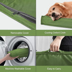 Outdoor Orthopedic Dog Bed for Medium Dogs & Cats, Waterproof Flat Pet Mat with Egg Crate Foam & Washable Removable Oxford Cover, 30x20 Inch, Light Green